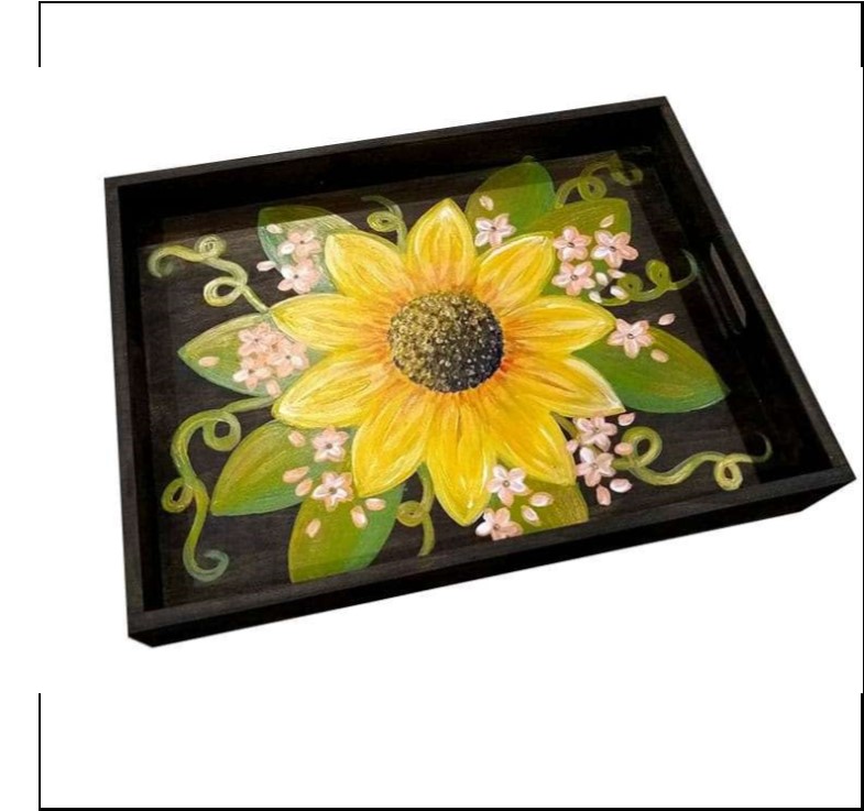 Sunflower Wood Serving Tray